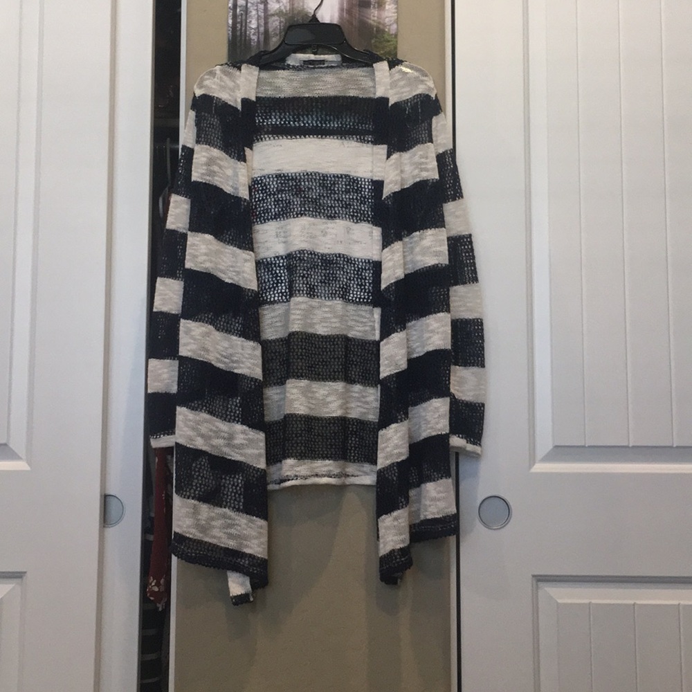 Navy blue and white cardigan